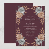Invitation Mariage Rose Ardoise Prune (Devant / Derrière)
