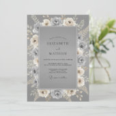 Invitation Mariage Rose Argent Ardoise (Debout devant)