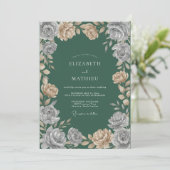 Invitation Mariage Rose Argent Champagne (Debout devant)