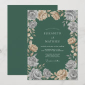 Invitation Mariage Rose Argent Champagne (Devant / Derrière)