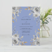 Invitation Mariage Rose Argent Pervenche (Debout devant)