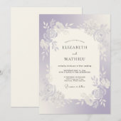 Invitation Mariage Rose Argentée Lilas (Devant / Derrière)