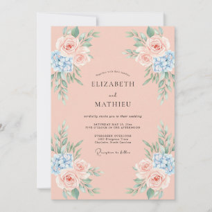 Invitation Mariage Rose Artistique Pêche