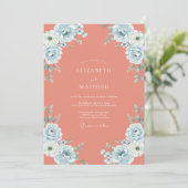 Invitation Mariage Rose Azur Corail (Debout devant)