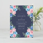 Invitation Mariage Rose Azur de Minuit (Debout devant)