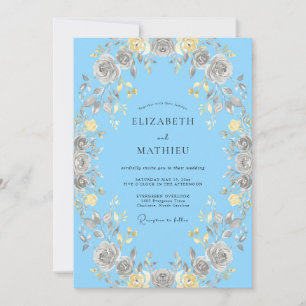 Invitation Mariage Rose Azur Éternelle