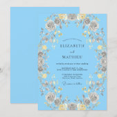 Invitation Mariage Rose Azur Éternelle (Devant / Derrière)