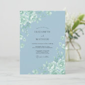 Invitation Mariage Rose Azur Poussiéreuse (Debout devant)