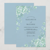 Invitation Mariage Rose Azur Poussiéreuse (Devant / Derrière)