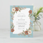 Invitation Mariage Rose Azur Rouille (Debout devant)