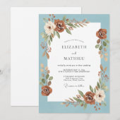 Invitation Mariage Rose Azur Rouille (Devant / Derrière)