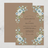 Invitation Mariage Rose Azur Tan (Devant / Derrière)