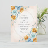 Invitation Mariage Rose Azurée Miel (Debout devant)