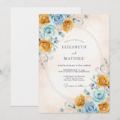Invitation Mariage Rose Azurée Miel (Devant / Derrière)