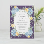 Invitation Mariage Rose Azurée Prune (Debout devant)