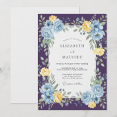 Invitation Mariage Rose Azurée Prune (Devant / Derrière)