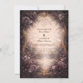 Invitation Mariage Rose Baroque Gothique (Devant)