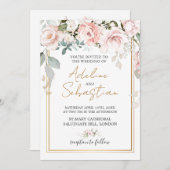 Invitation Mariage rose blanc (Devant / Derrière)