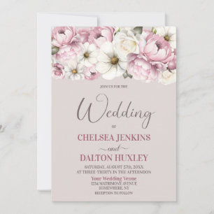 Invitation Mariage rose blanc