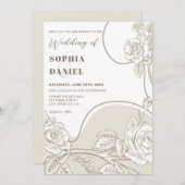 Invitation Mariage Rose blanc et beige (Devant / Derrière)
