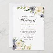 Invitation Mariage Rose blanc et marine (Devant)