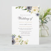 Invitation Mariage Rose blanc et marine (Debout devant)