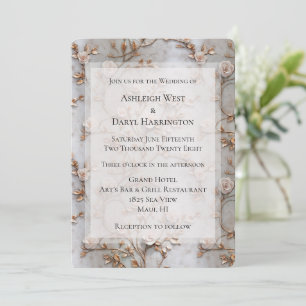 Invitation Mariage Rose blanc gris chic
