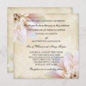 Invitation Mariage rose blanc lotus (Devant / Derrière)