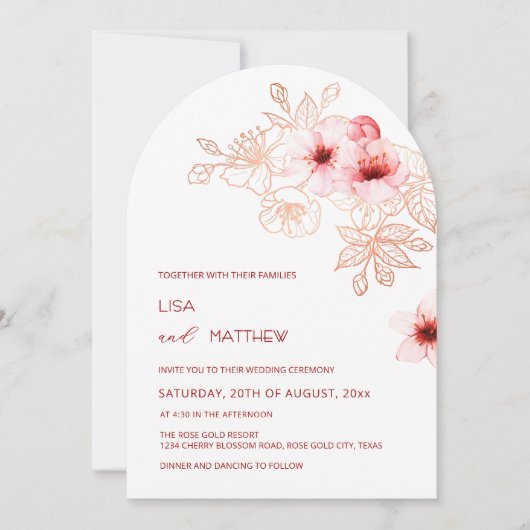 Invitation Mariage rose blanc Sakura (Devant)
