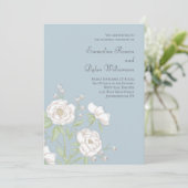Invitation Mariage Rose Blanche Bleu Poussiéreux (Debout devant)