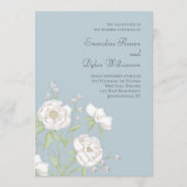 Invitation Mariage Rose Blanche Bleu Poussiéreux (Devant)
