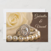 Invitation Mariage rose blanche de l'anneau diamant ovale (Devant)