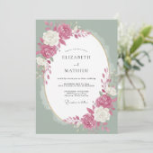 Invitation Mariage Rose Blanche Magenta (Debout devant)