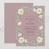Invitation Mariage Rose Blanche Mauve (Devant / Derrière)