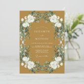 Invitation Mariage Rose Blanche Ocre (Debout devant)