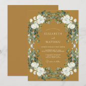 Invitation Mariage Rose Blanche Ocre (Devant / Derrière)