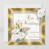 Invitation Mariage Rose Blanche Or Champagne Or (Devant)