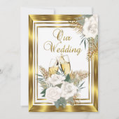 Invitation Mariage Rose Blanche Or Champagne Or 2 (Devant)