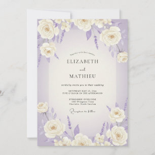 Invitation Mariage Rose Blanche Pervenche