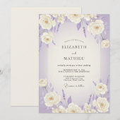 Invitation Mariage Rose Blanche Pervenche (Devant / Derrière)