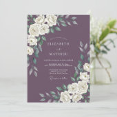 Invitation Mariage Rose Blanche Prune (Debout devant)