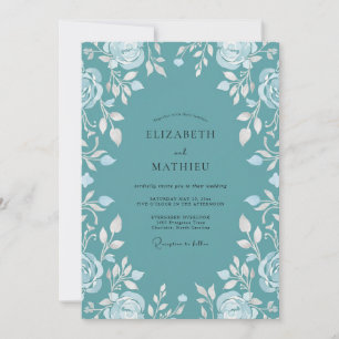 Invitation Mariage Rose Blanche Sarcelle