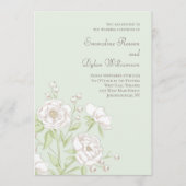 Invitation Mariage Rose Blanche Vert Sauge (Devant)