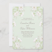Invitation Mariage Rose Blanche Vert Sauge (Devant)