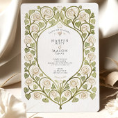 Invitation Mariage Rose Blanche & Vigne à Cœur