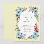 Invitation Mariage Rose Bleu (Devant / Derrière)