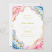 Invitation Mariage Rose Bleu Agate Shower de Mariée (Devant)