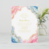 Invitation Mariage Rose Bleu Agate Shower de Mariée (Debout devant)