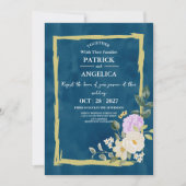 Invitation Mariage rose bleu bleu de la marine moderne (Devant)
