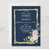 Invitation Mariage rose bleu bleu de la marine moderne (Devant)